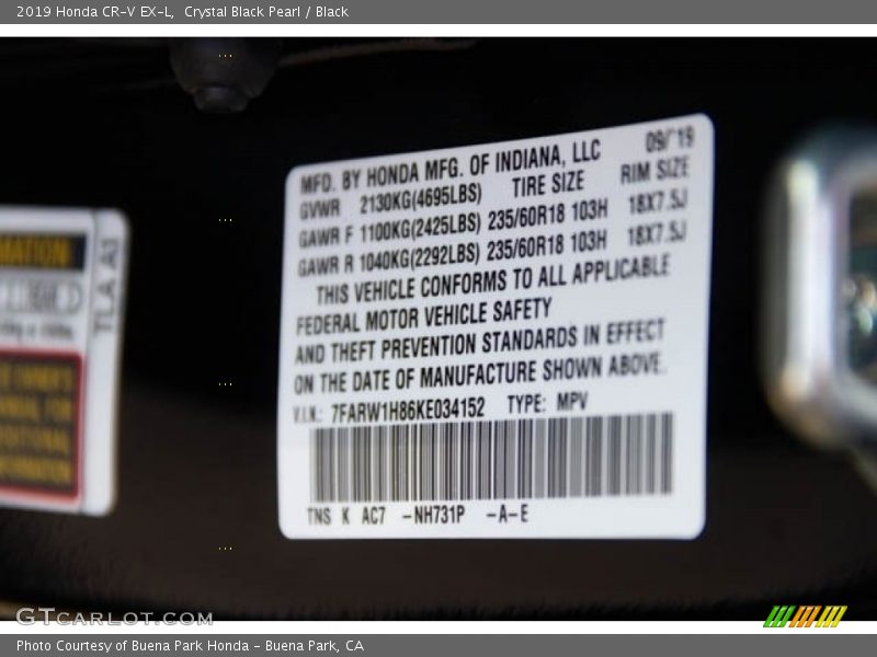 Crystal Black Pearl / Black 2019 Honda CR-V EX-L