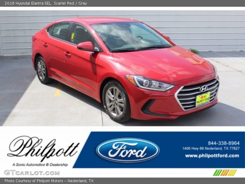 Scarlet Red / Gray 2018 Hyundai Elantra SEL
