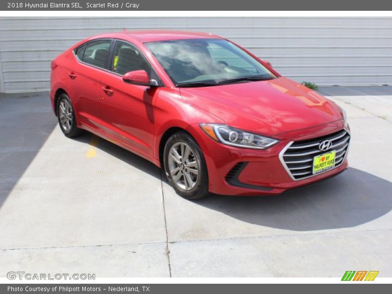 Scarlet Red / Gray 2018 Hyundai Elantra SEL