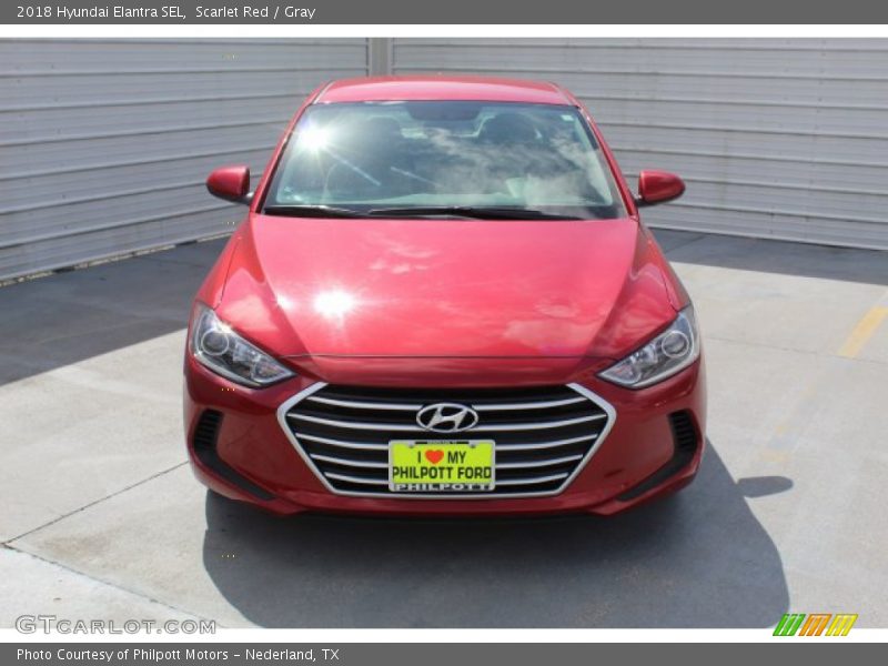 Scarlet Red / Gray 2018 Hyundai Elantra SEL