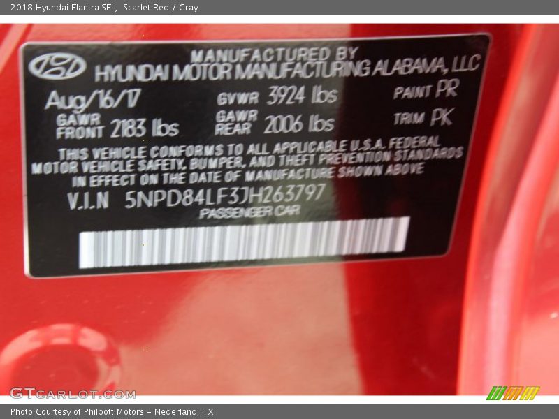 Scarlet Red / Gray 2018 Hyundai Elantra SEL