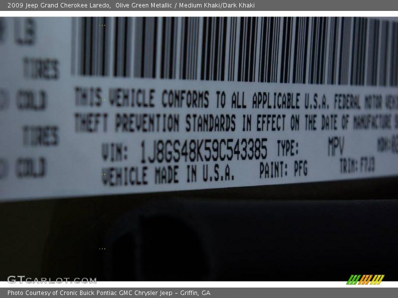2009 Grand Cherokee Laredo Olive Green Metallic Color Code PFG