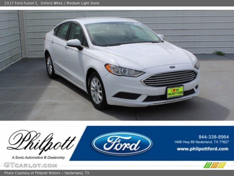 Oxford White / Medium Light Stone 2017 Ford Fusion S