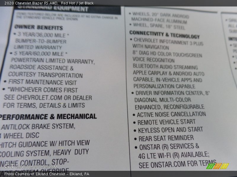 Red Hot / Jet Black 2020 Chevrolet Blazer RS AWD