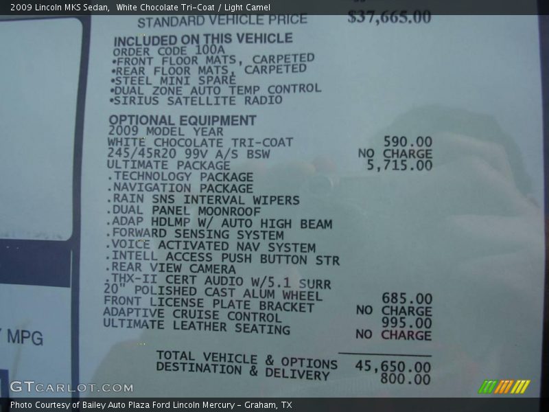 White Chocolate Tri-Coat / Light Camel 2009 Lincoln MKS Sedan