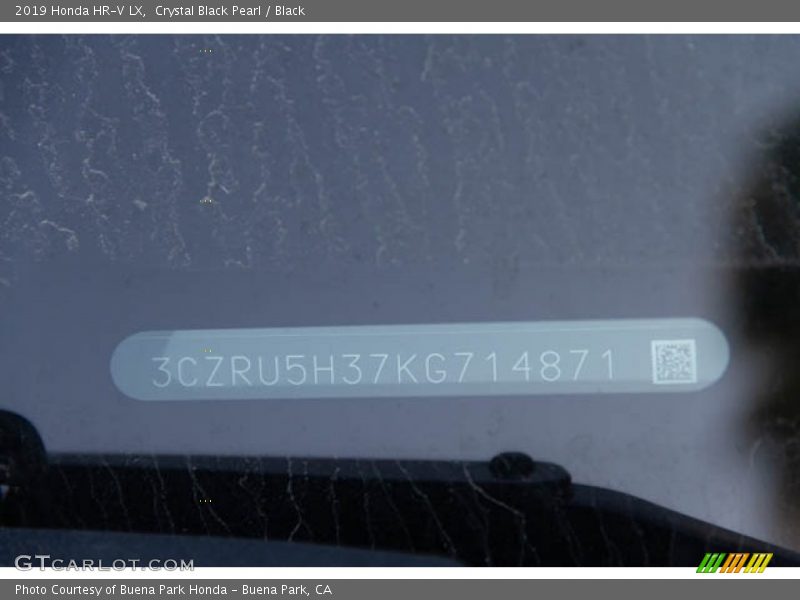Crystal Black Pearl / Black 2019 Honda HR-V LX