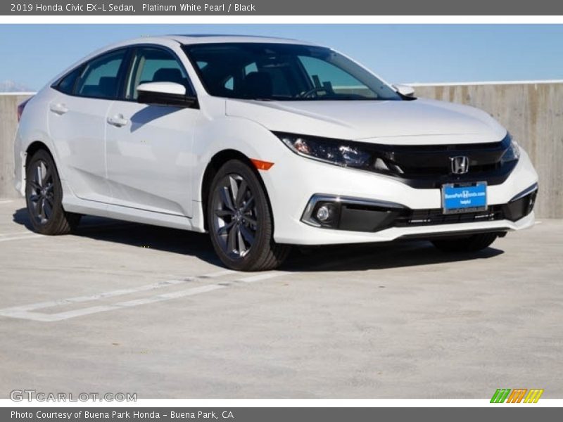 Platinum White Pearl / Black 2019 Honda Civic EX-L Sedan