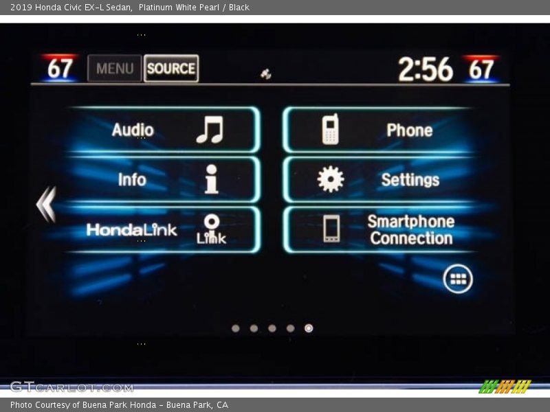 Platinum White Pearl / Black 2019 Honda Civic EX-L Sedan
