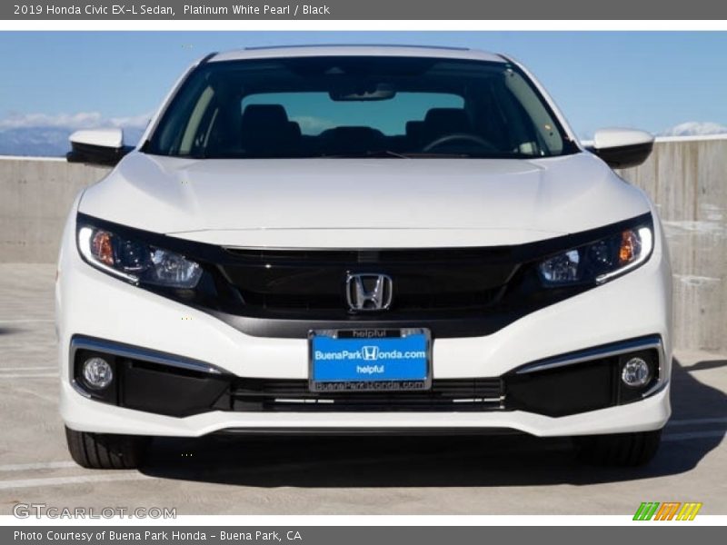 Platinum White Pearl / Black 2019 Honda Civic EX-L Sedan