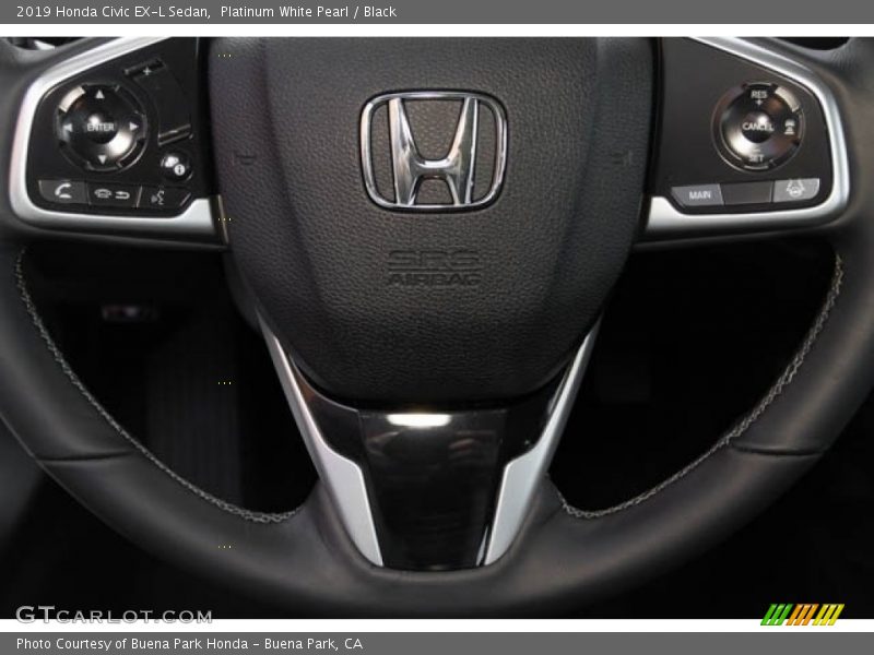 Platinum White Pearl / Black 2019 Honda Civic EX-L Sedan