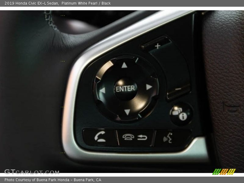 Platinum White Pearl / Black 2019 Honda Civic EX-L Sedan