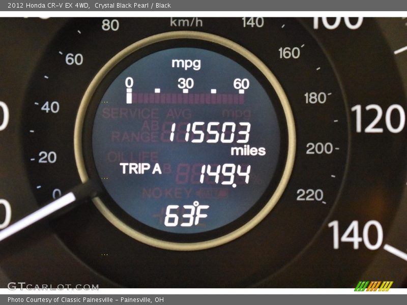 Crystal Black Pearl / Black 2012 Honda CR-V EX 4WD