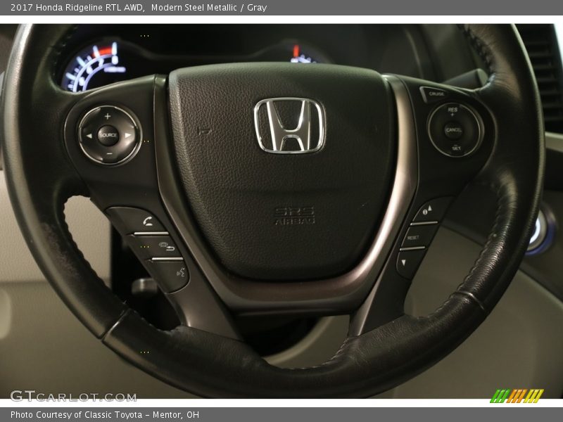 Modern Steel Metallic / Gray 2017 Honda Ridgeline RTL AWD