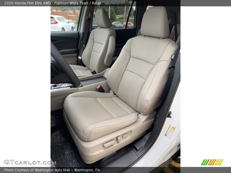 Platinum White Pearl / Beige 2020 Honda Pilot Elite AWD