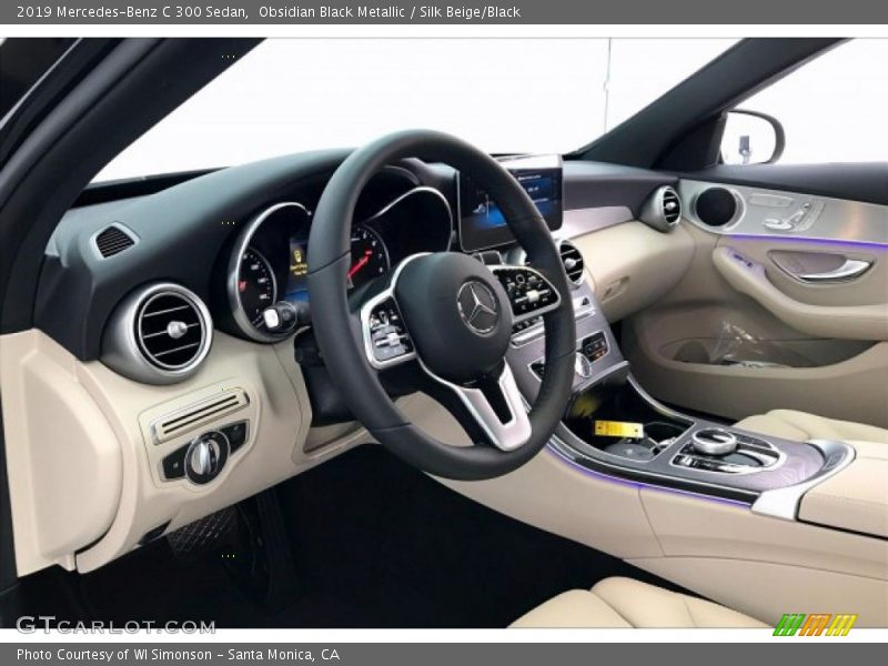 Obsidian Black Metallic / Silk Beige/Black 2019 Mercedes-Benz C 300 Sedan