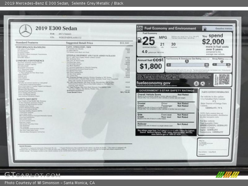 Selenite Grey Metallic / Black 2019 Mercedes-Benz E 300 Sedan