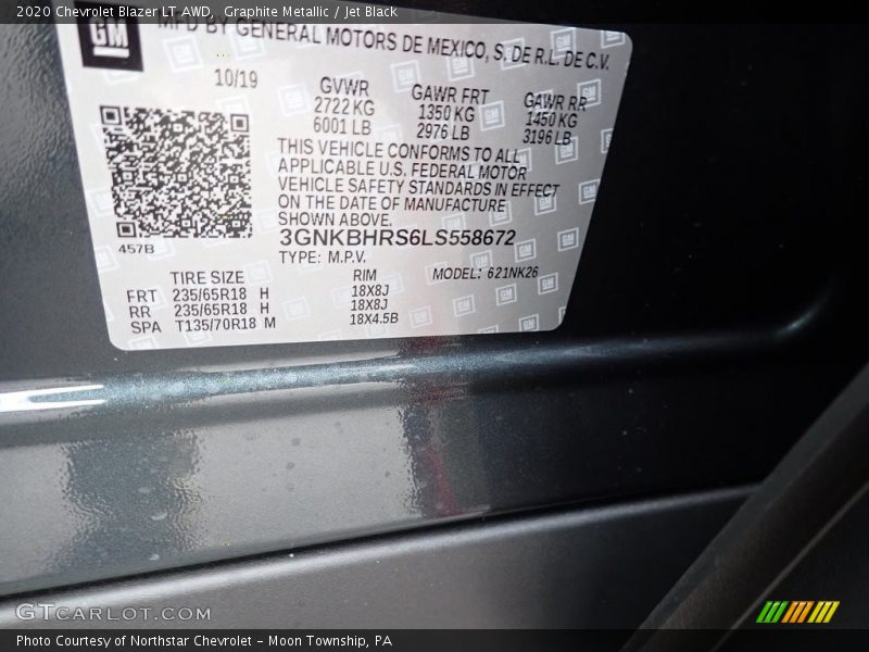 Graphite Metallic / Jet Black 2020 Chevrolet Blazer LT AWD