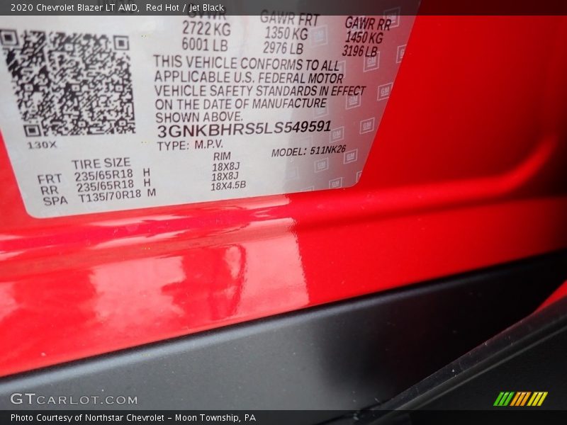 Red Hot / Jet Black 2020 Chevrolet Blazer LT AWD