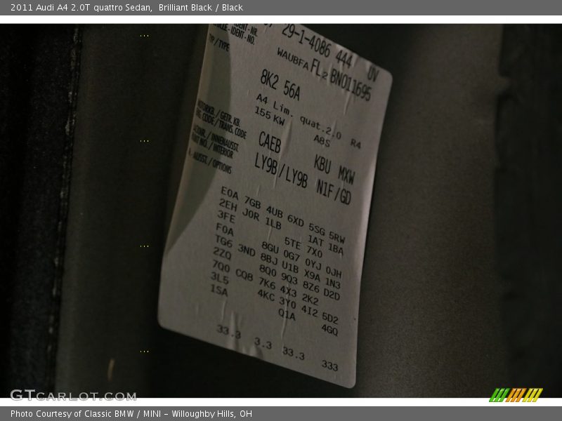 Brilliant Black / Black 2011 Audi A4 2.0T quattro Sedan