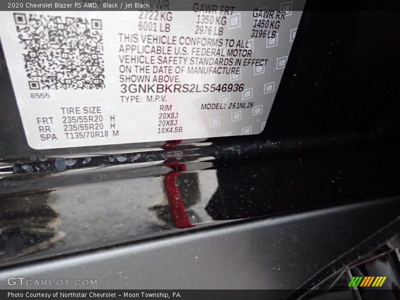 Black / Jet Black 2020 Chevrolet Blazer RS AWD