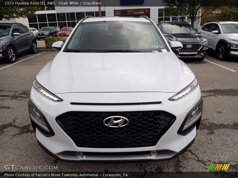 Chalk White / Gray/Black 2020 Hyundai Kona SEL AWD