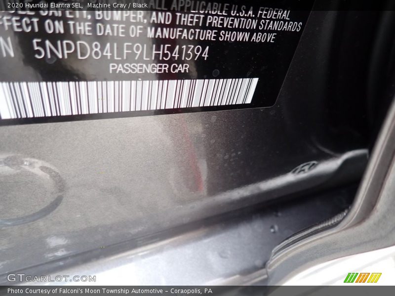 Machine Gray / Black 2020 Hyundai Elantra SEL