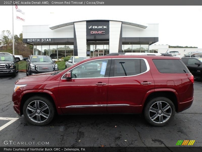 Crimson Red Tintcoat / Cocoa/Shale 2017 GMC Acadia Denali AWD