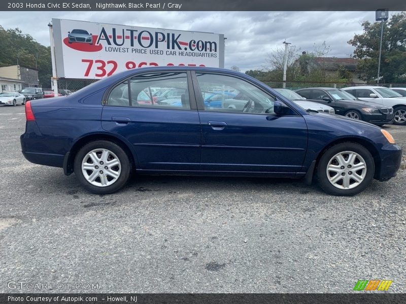 Nighthawk Black Pearl / Gray 2003 Honda Civic EX Sedan