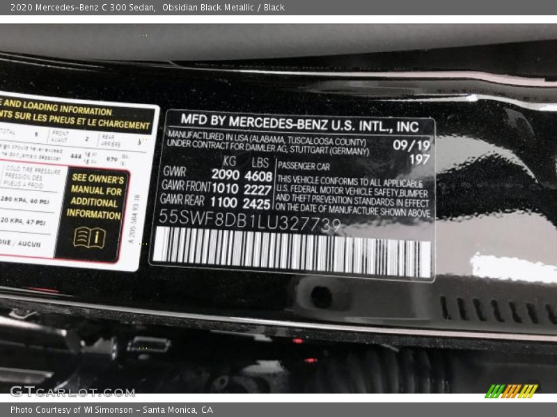 Obsidian Black Metallic / Black 2020 Mercedes-Benz C 300 Sedan