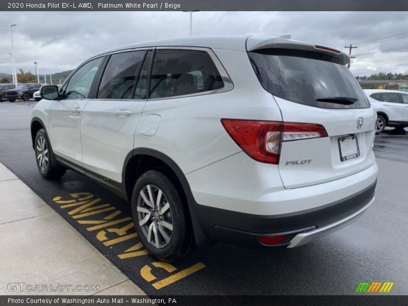 Platinum White Pearl / Beige 2020 Honda Pilot EX-L AWD