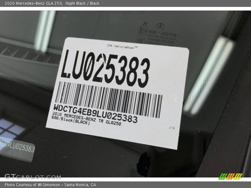 Night Black / Black 2020 Mercedes-Benz GLA 250