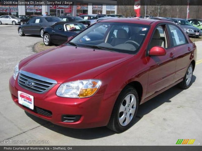 Spicy Red / Beige 2008 Kia Spectra EX Sedan