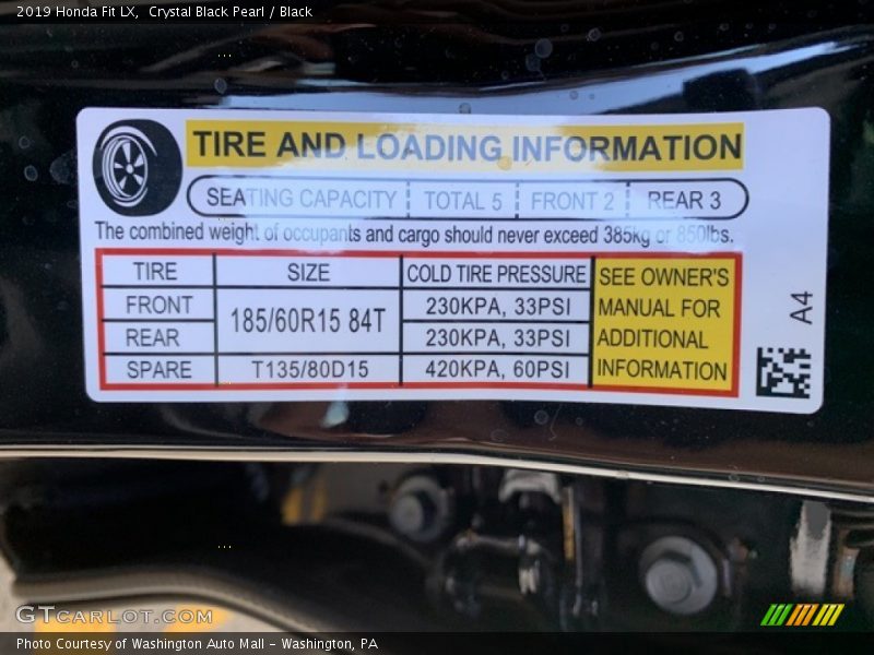 Crystal Black Pearl / Black 2019 Honda Fit LX