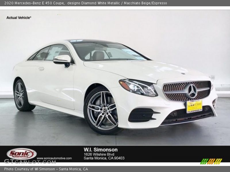 designo Diamond White Metallic / Macchiato Beige/Espresso 2020 Mercedes-Benz E 450 Coupe