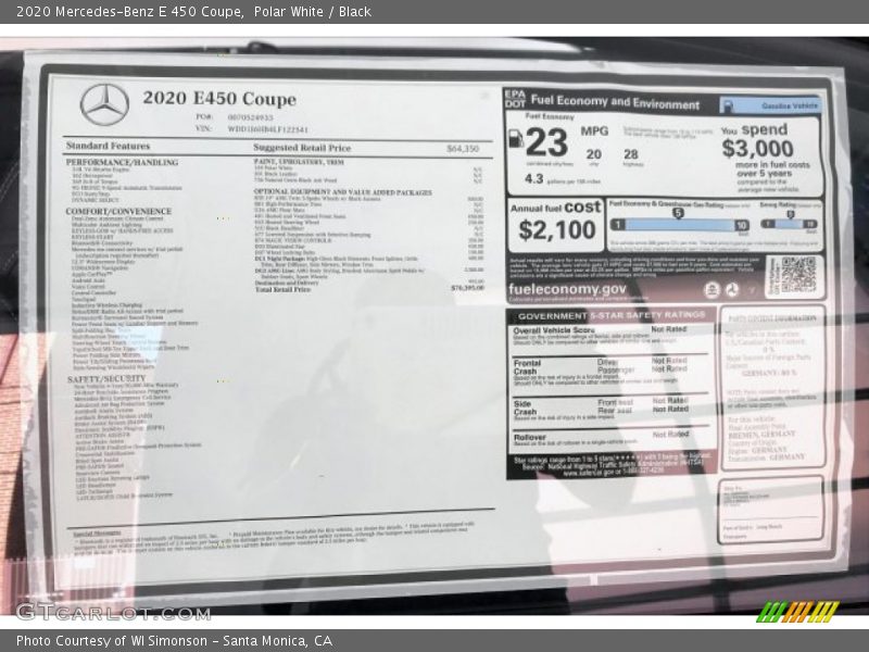 Polar White / Black 2020 Mercedes-Benz E 450 Coupe
