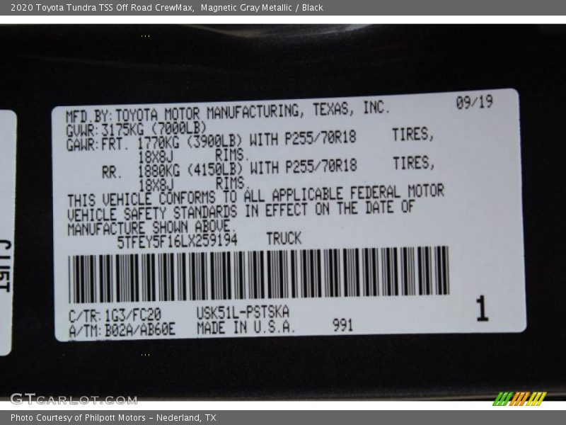 Magnetic Gray Metallic / Black 2020 Toyota Tundra TSS Off Road CrewMax