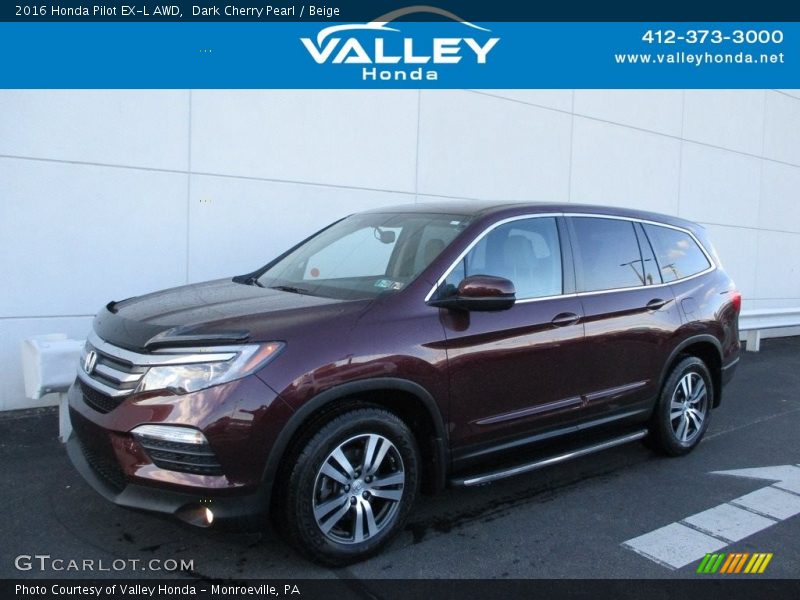 Dark Cherry Pearl / Beige 2016 Honda Pilot EX-L AWD