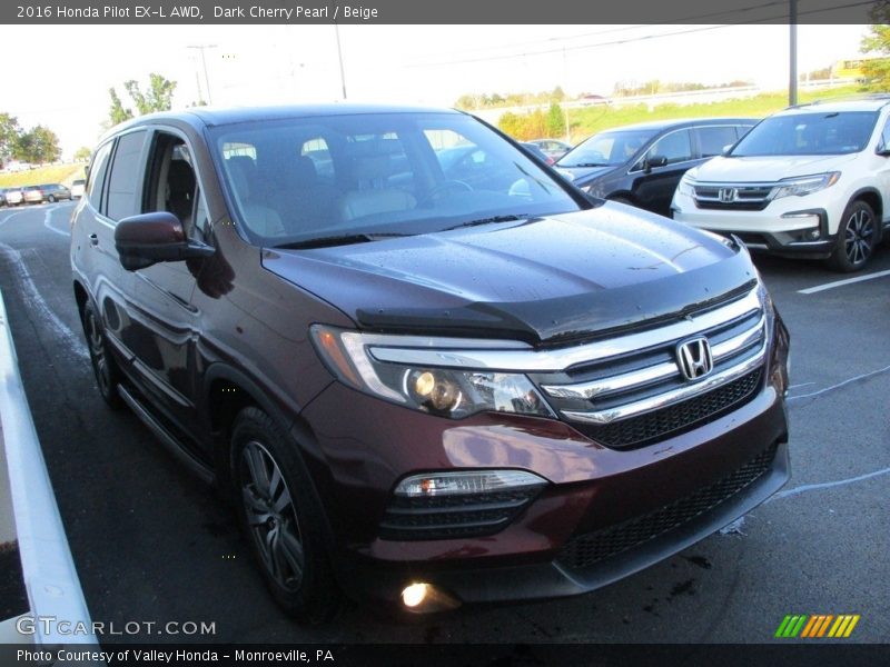 Dark Cherry Pearl / Beige 2016 Honda Pilot EX-L AWD