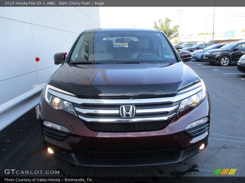 Dark Cherry Pearl / Beige 2016 Honda Pilot EX-L AWD