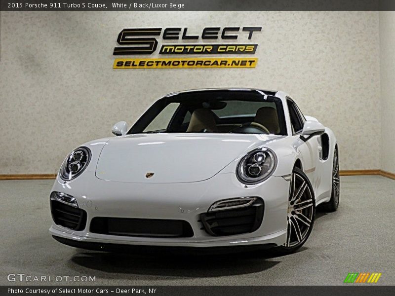 White / Black/Luxor Beige 2015 Porsche 911 Turbo S Coupe