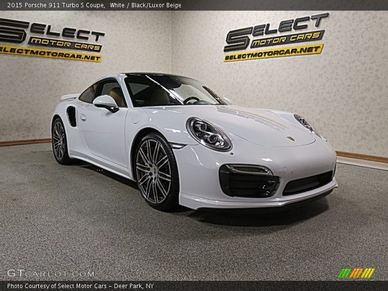White / Black/Luxor Beige 2015 Porsche 911 Turbo S Coupe