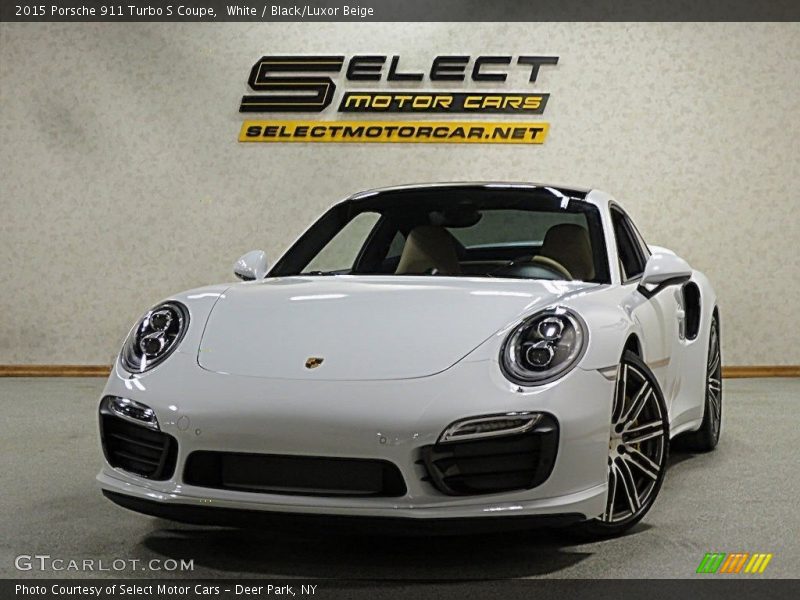 White / Black/Luxor Beige 2015 Porsche 911 Turbo S Coupe