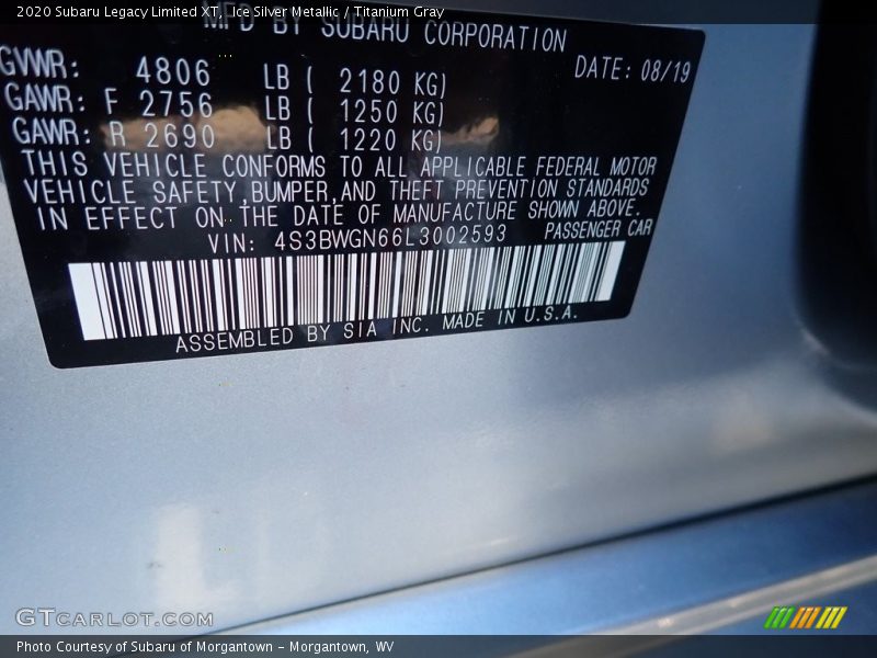 Ice Silver Metallic / Titanium Gray 2020 Subaru Legacy Limited XT