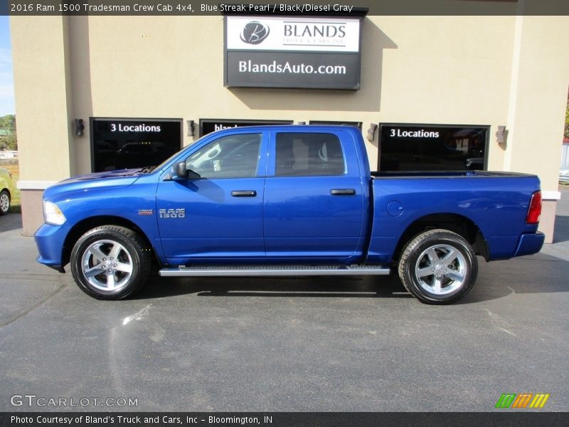 Blue Streak Pearl / Black/Diesel Gray 2016 Ram 1500 Tradesman Crew Cab 4x4