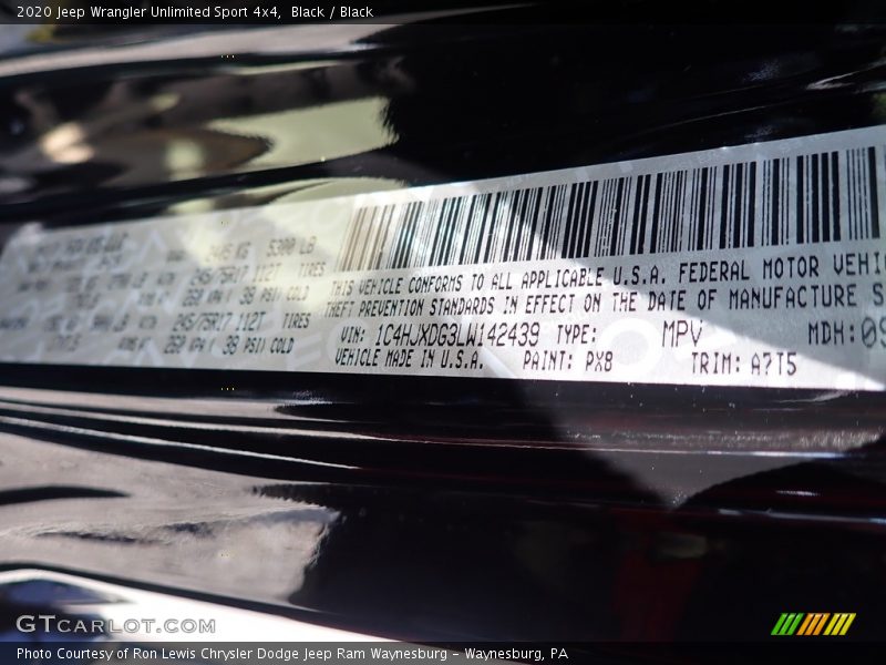 Black / Black 2020 Jeep Wrangler Unlimited Sport 4x4