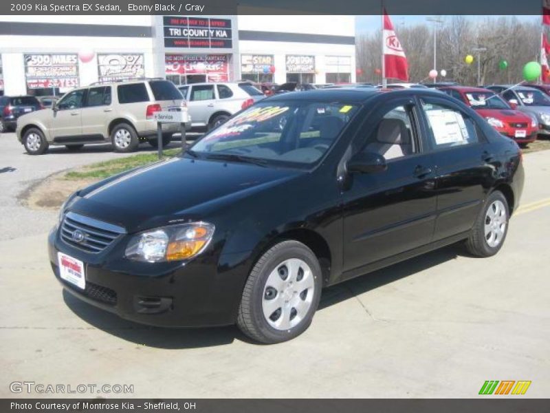 Ebony Black / Gray 2009 Kia Spectra EX Sedan