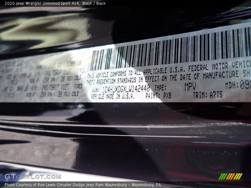 Black / Black 2020 Jeep Wrangler Unlimited Sport 4x4