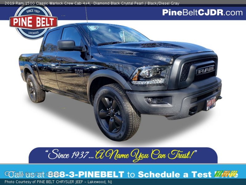 Diamond Black Crystal Pearl / Black/Diesel Gray 2019 Ram 1500 Classic Warlock Crew Cab 4x4