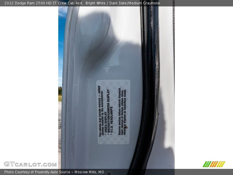 Bright White / Dark Slate/Medium Graystone 2012 Dodge Ram 2500 HD ST Crew Cab 4x4