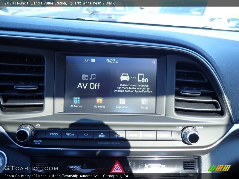 Quartz White Pearl / Black 2020 Hyundai Elantra Value Edition